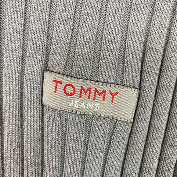 Vintage Tommy Hilfiger Mens Rib Knit Sweater Size XL Fitted Logo Preppy 90s Gray - Picture 4 of 10